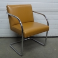 Retro Light Brown and Chrome Leather Reception Chair